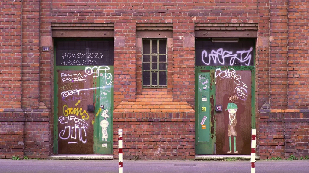 Fassade des KHD-Gebäudes mit zwei Türen